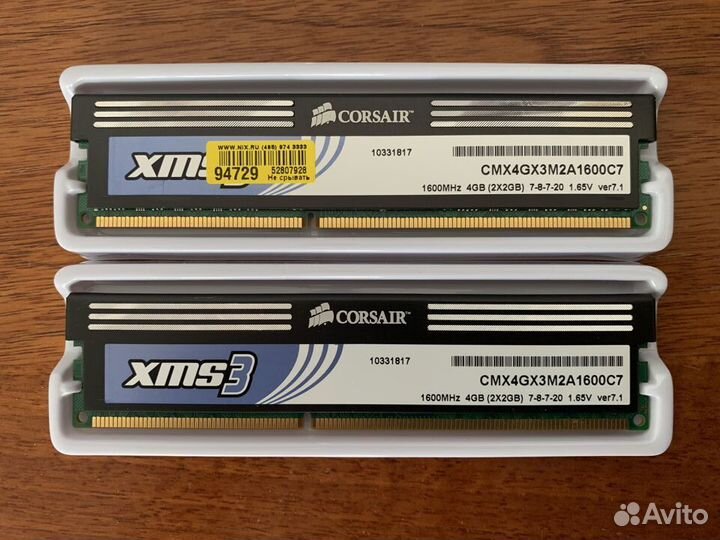 Corsair DDR3 2шт 4gb 1600m 2-сторонние Гарантия 1г