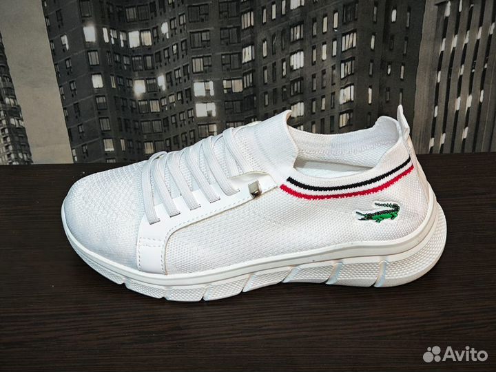 Кроссовки lacoste женские белые тканевые