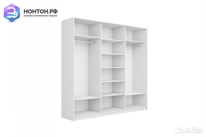 Шкаф-купе 3-х створчатый широкий Прайм белый снег