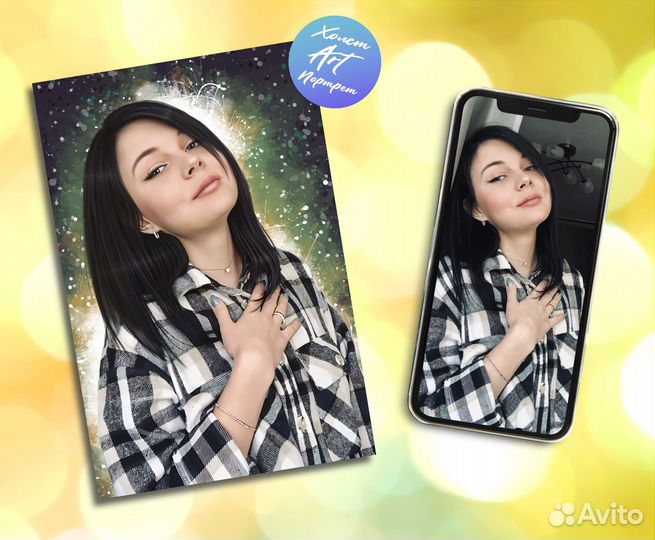 Портрет по фото на холсте на праздник с доставкой