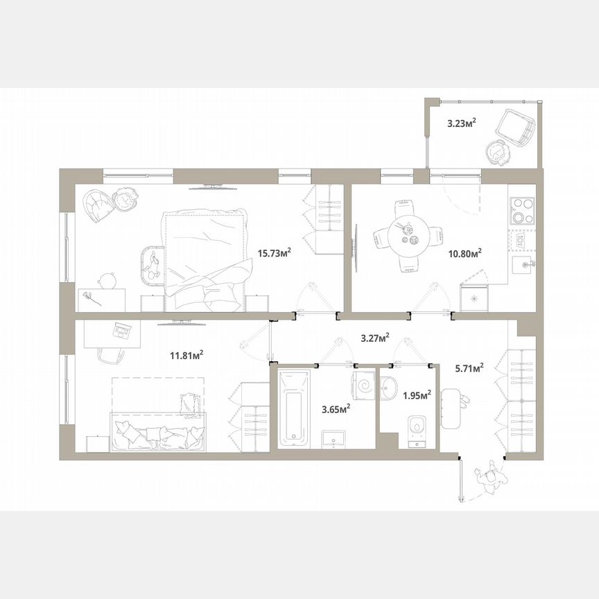 2-к. квартира, 53,9 м², 3/12 эт.