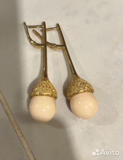 Серьги серебро с жемчугом длинные