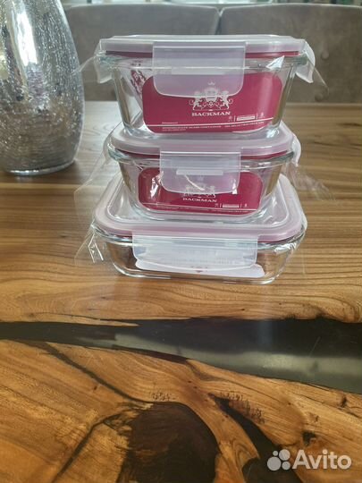Контейнеры для хранения стекло 3 шт