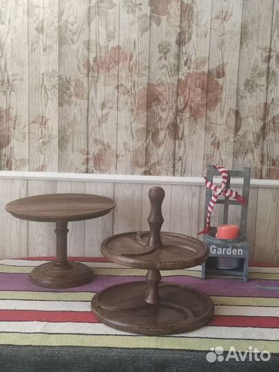 Вращающаяся тортовница, тортовница, деревянная пос