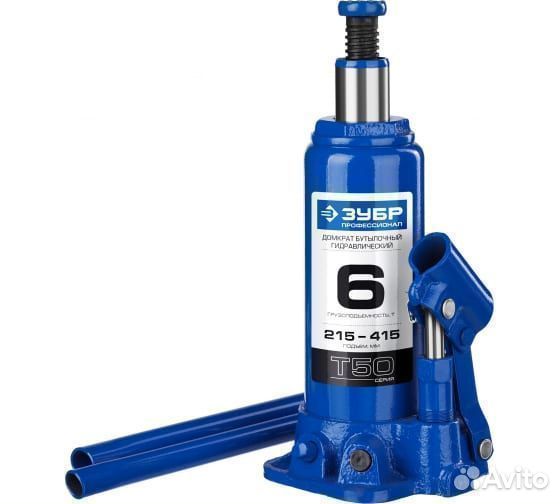 Бутылочный домкрат зубр 6т, 215-415 мм, в кейсе