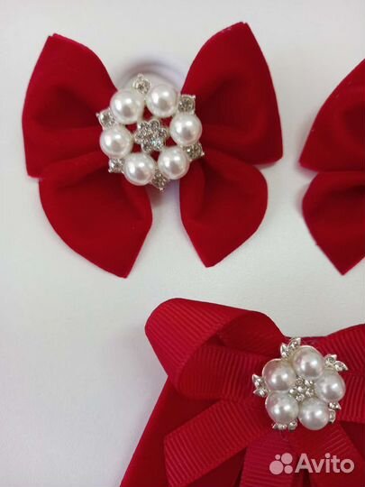 Школьные бантики из бархата ручной работы