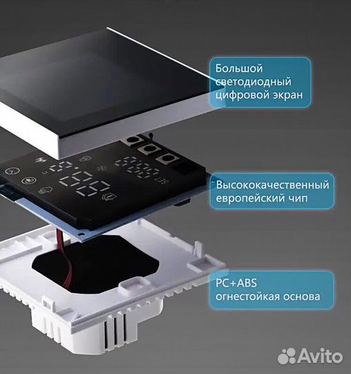 Умный терморегулятор черный для теплого пола WiFi