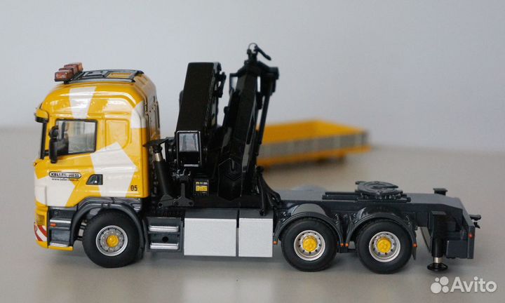 1/50 тягач Scania 8x4 Keller Hess кран раритет WSI