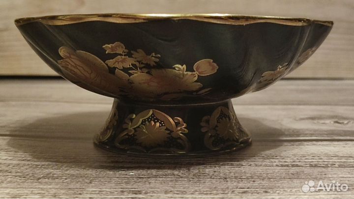 Ваза Конфетница Кобальт Позолота