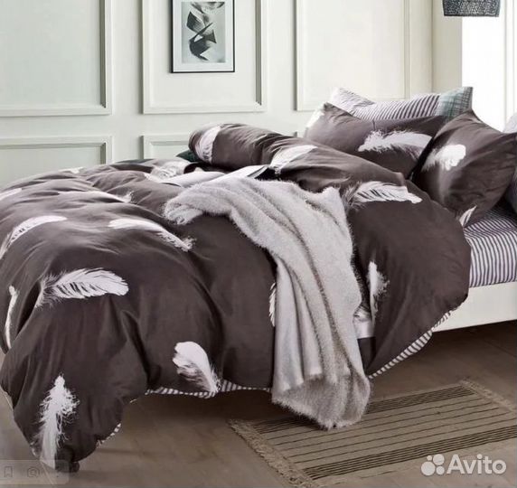 Белье постельное евро, семейное сатин, поплин