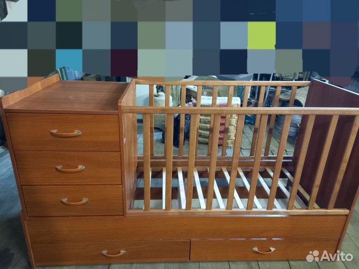 Детская кроватка трансформер с комодом