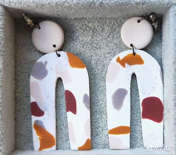 Бижутерия серьги бохо из полимерной глины