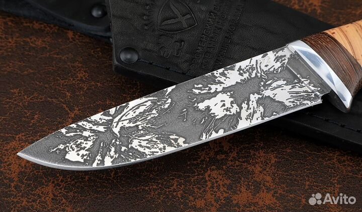 Нож Голец сталь D2, рукоять береста