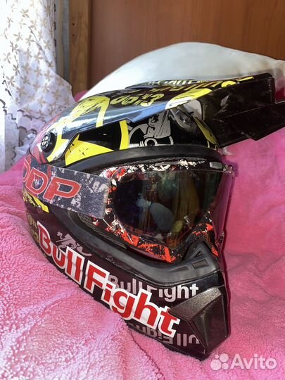 Кроссовый шлем Bull Fight черно-желто-красный (М)