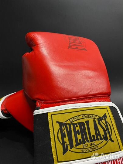 Боксерские перчатки everlast с сеткой, кожа RED