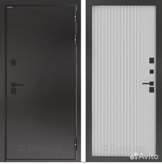 Дверь терморазрыв Графит с черной фурнитурой