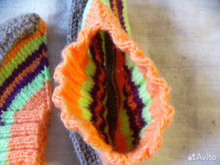 Новые вязанные шерстяные тапочки ручной работы