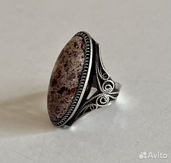 Перстень Серебро СССР 916 проба.Яшма