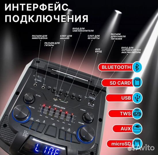 Мощная Портативная Караоке Аудиосистема Колонка