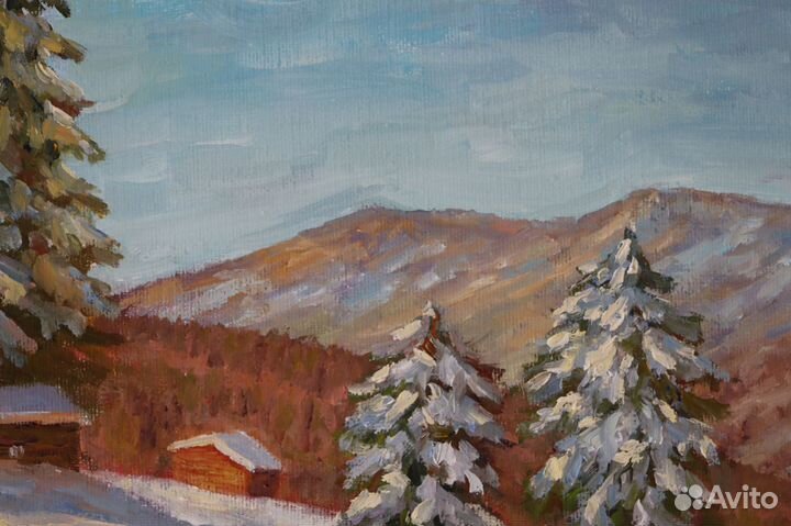 Картина маслом 40х50см. Зимний пейзаж