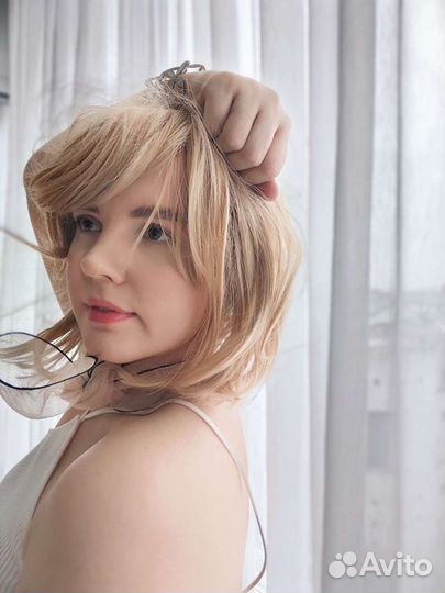 Парик блонд с челкой 35см #9