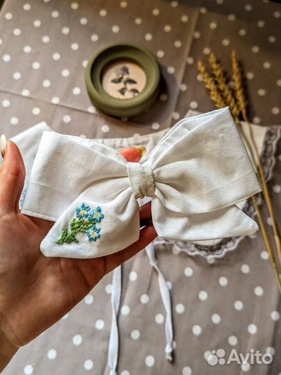 Набор воротничок и бант с вышивкой винтаж