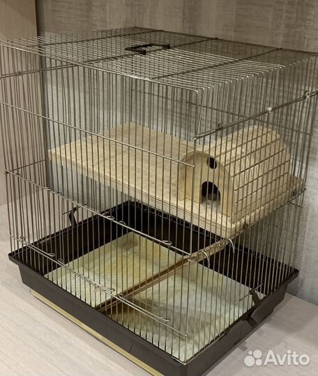 Клетка с наполнителем и бег колесом для грызунов