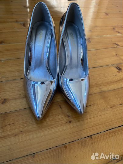 Туфли женские зеркальные,серебристые,лодочки