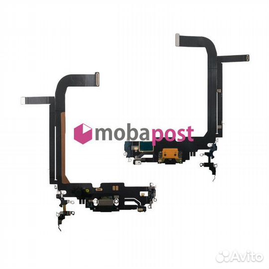 Шлейф для iPhone 13 Pro Max на системный разъем/микрофон Черный - Премиум