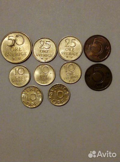 Монеты Швеции. Лот из 10 штук