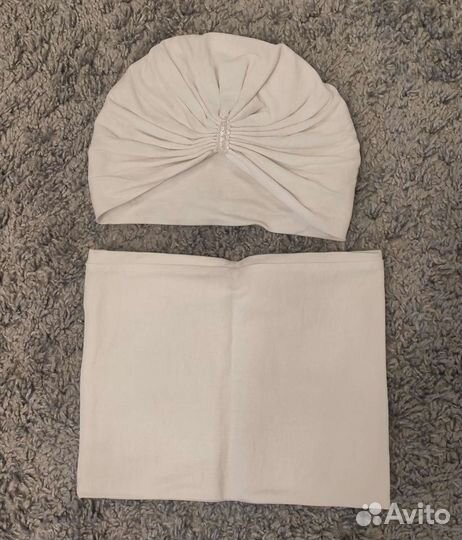 Трикотажная шапка и снуд на обхват 47-48