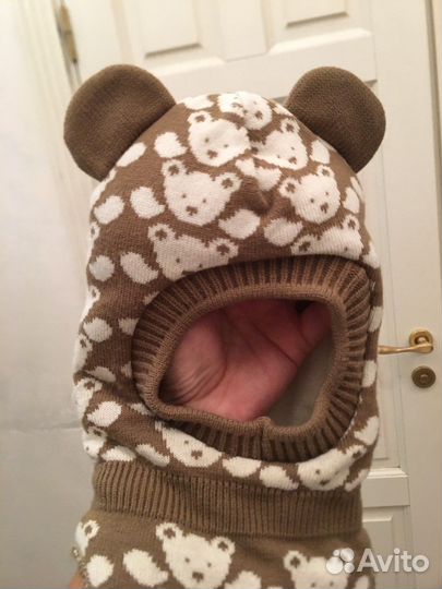 Шапка шлем теплый 6-18 мес