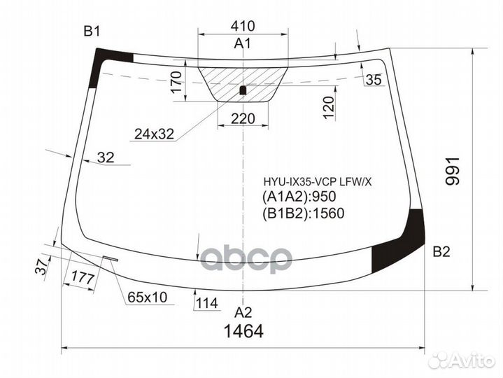 Стекло лобовое hyundai tucson/IX35 10-15 HYU-IX