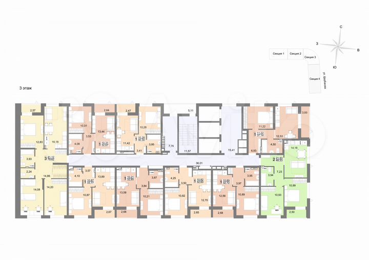 2-к. квартира, 58,8 м², 7/23 эт.