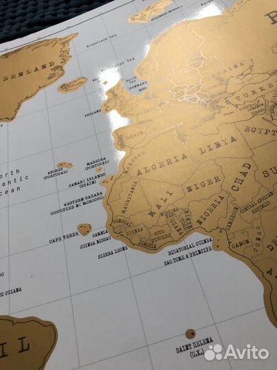 Скретч карта, на англ языке, золотая