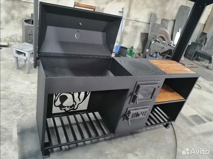 Мангал с печью и барбекю 4в1