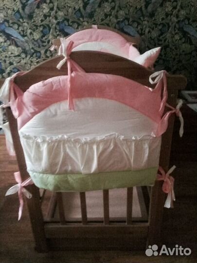 Бортики в кроватку+ такой же балдахин