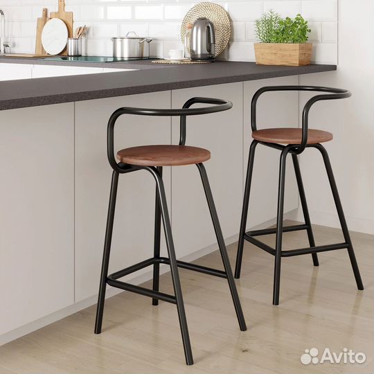 Стул барный полубарный спинкой белый/черный Лофт