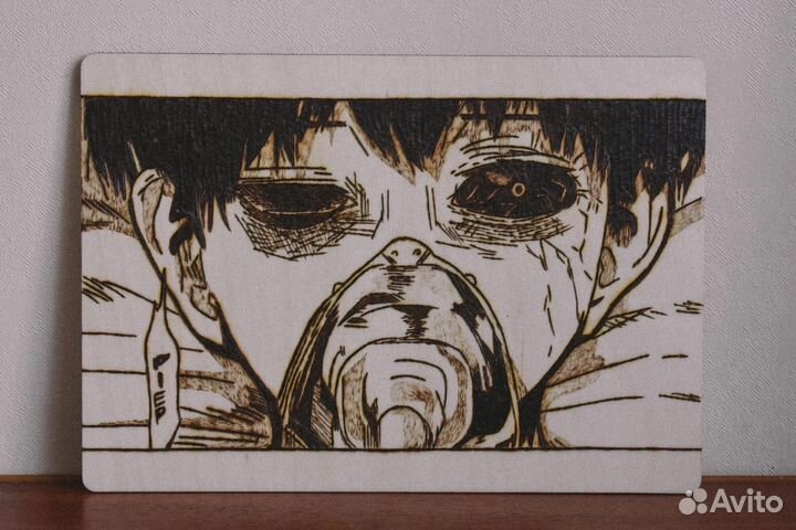 Картины аниме выжженые на дереве