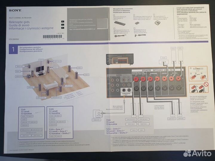 Ресивер Sony STR-DN1050+ колонки + сабвуфер