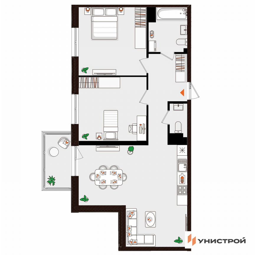 2-к. квартира, 72,1 м², 4/5 эт.