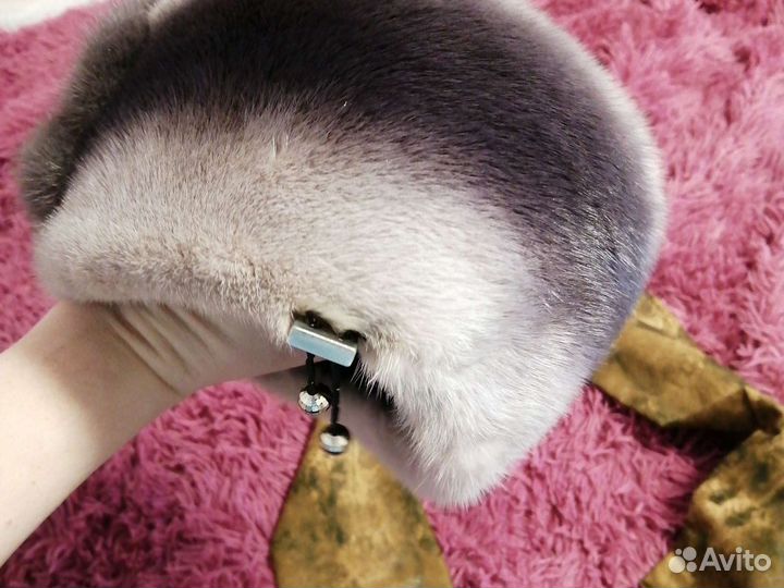 Шапка норковая с шарфом (норковые рюшечки)