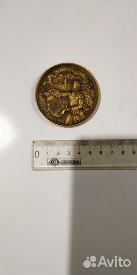 Настольная медаль, тяжёлая, металл бронза