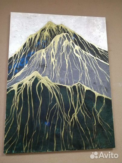 Картина Горы, акрил, поталь, 60х80см