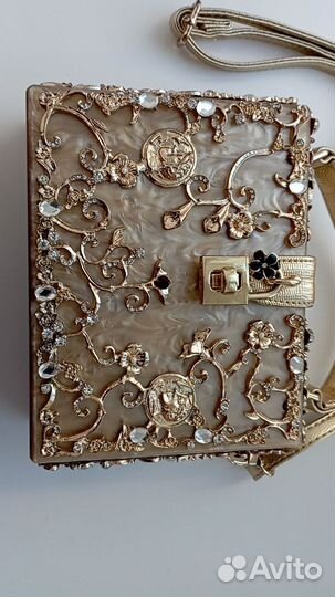 Сумка золотая вечерняя женская оригинальная
