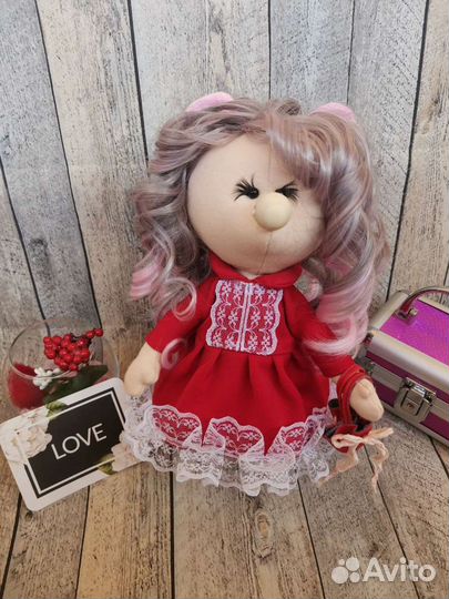 Кукла-мышка ручной работы с гардеробом