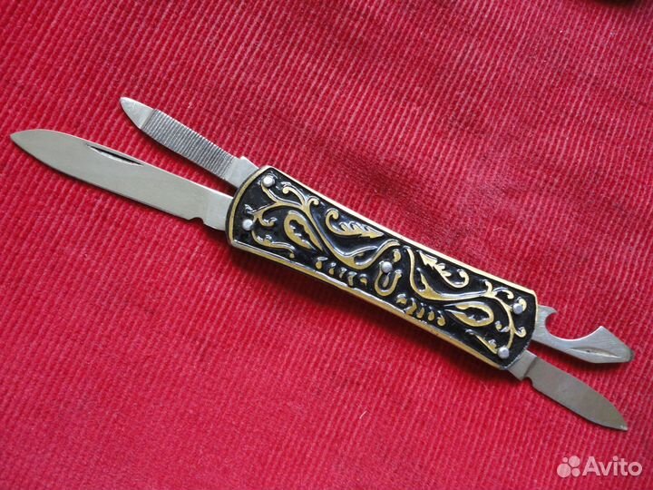 Нож складной сувенирный Узоры с чехлом. СССР