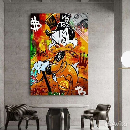 Яркая картина маслом в подарок Скрудж Макдак