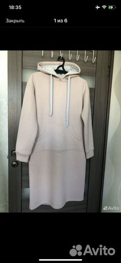 Платье худи утепленное