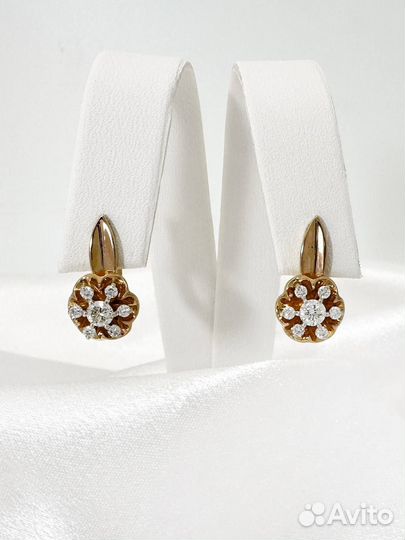 Золотые серьги с бриллиантами 585 / 5.2 гр